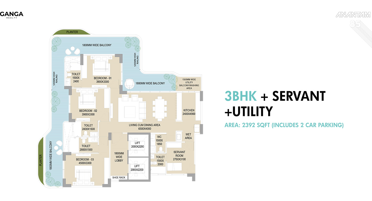 3BHK+S servam