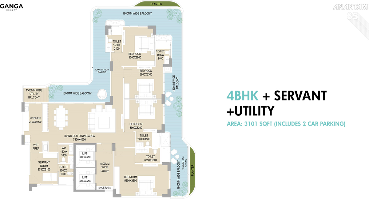 4BHK+S+S Adani Marq